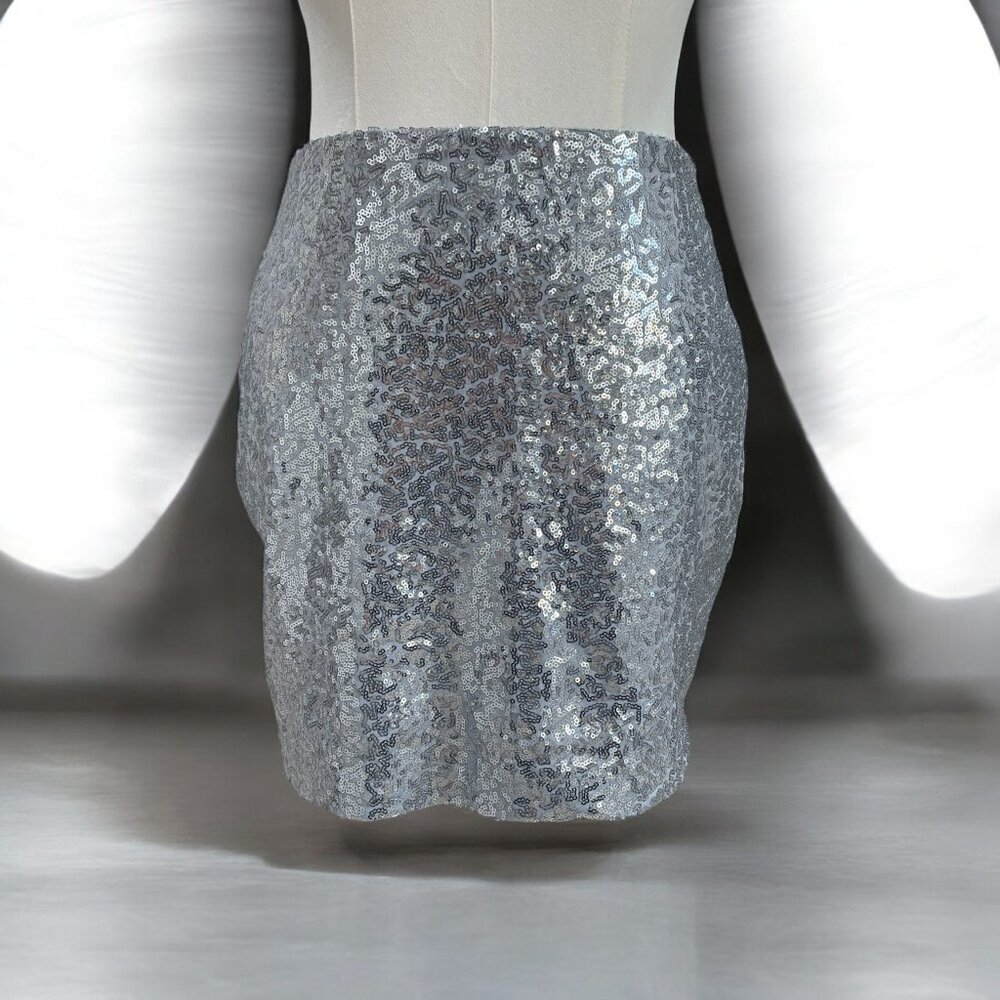 Silver Sequin Mini Skirt Tipsy‎ Elves Party Glam Holiday Night Out Y2K Festival